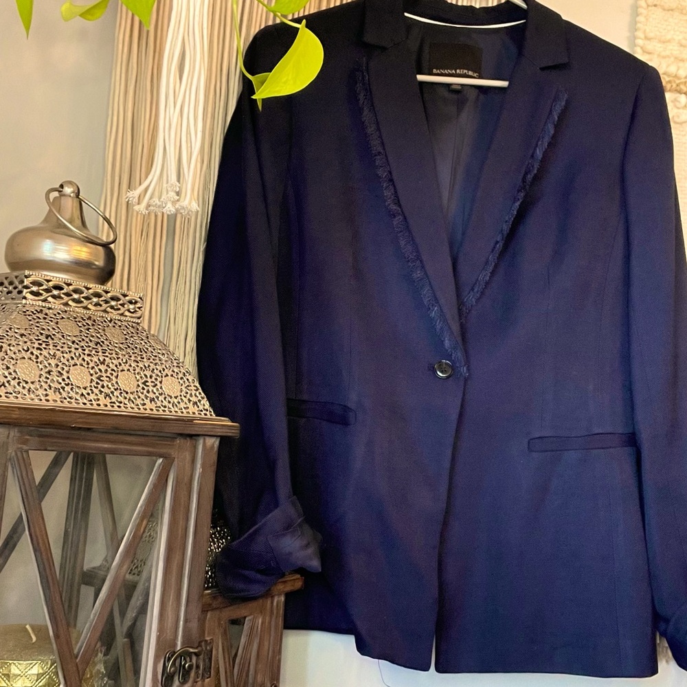 Banana Republic Navy Blazer with fray detail